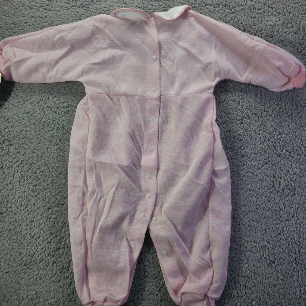 Baby Dior Vintage Pink Flower Basket Footed Sleeper Romper NWT Sz L 18-23 lbs